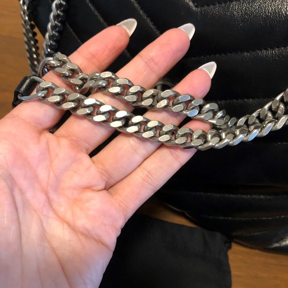 Saint Laurent YSL Loulou Silver Hardware Shoulder Bag MEDIUM Black Leather - Picture 4 of 16